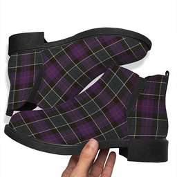 ScotsTee Shop Scottish Syme Weathered Tartan Flat Ankle Boots Chunky Low Heel
