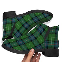 ScotsTee Shop Scottish Semple Ancient Tartan Flat Ankle Boots Chunky Low Heel