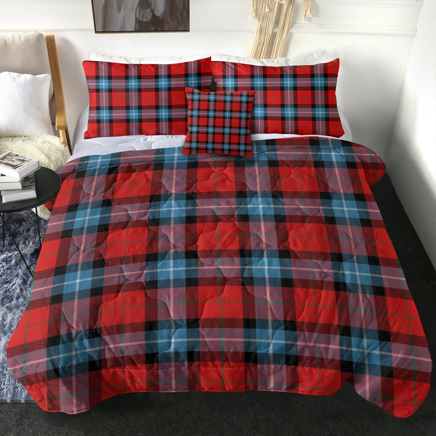 ScotsTee Shop Scottish Baillie of Polkemmet Red Clan Crest Tartan Plaid Comforter Set