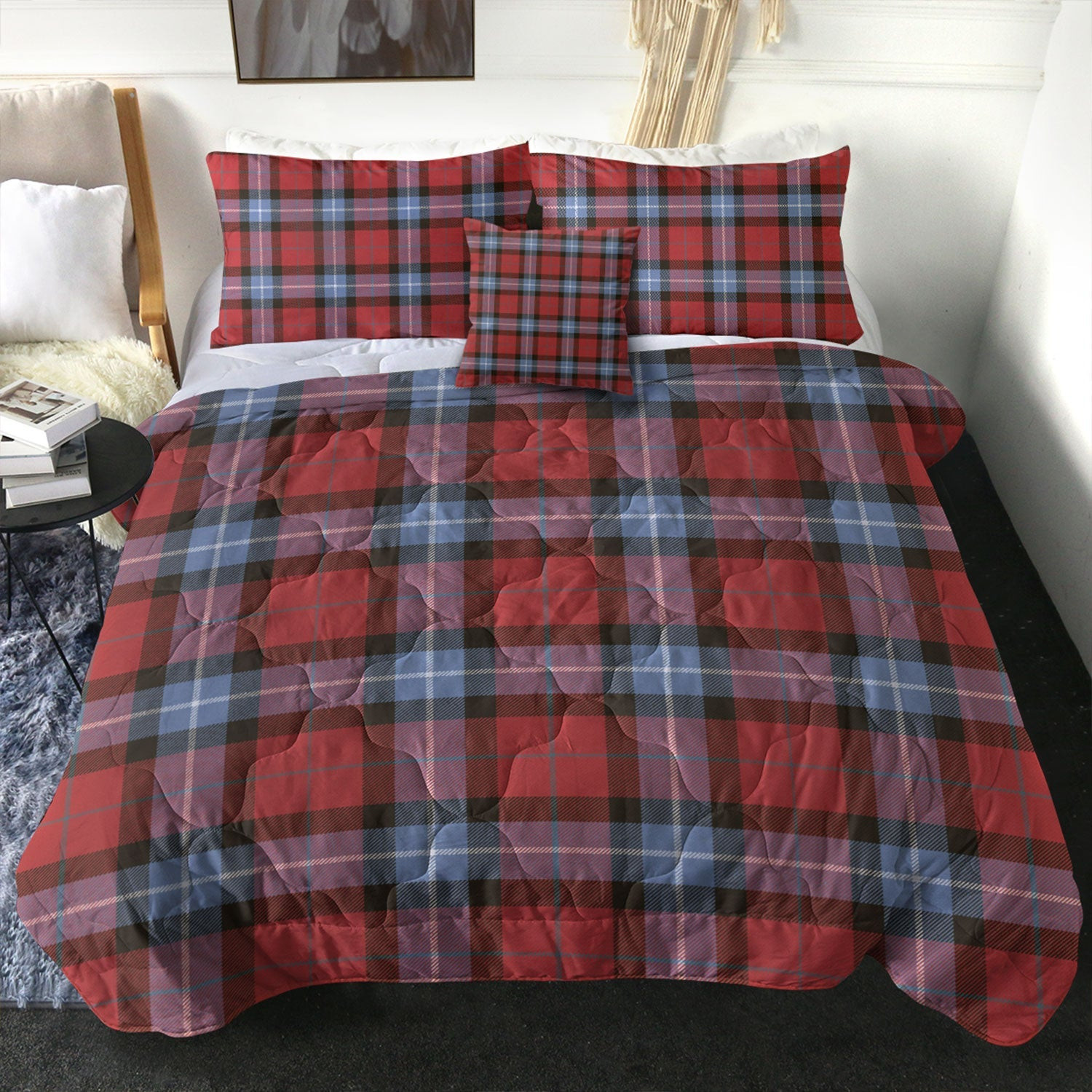 ScotsTee Shop Scottish Baillie of Polkemmet Red Weathered Clan Crest Tartan Plaid Comforter Set