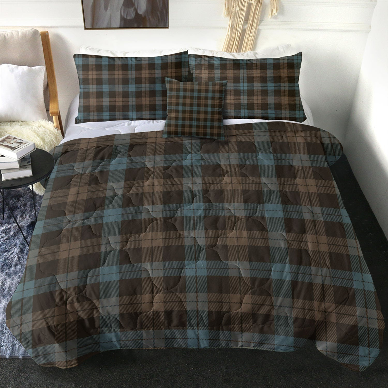 ScotsTee Shop Scottish Campbell of Lochawe Weathered 2 Clan Crest Tartan Plaid Comforter Set