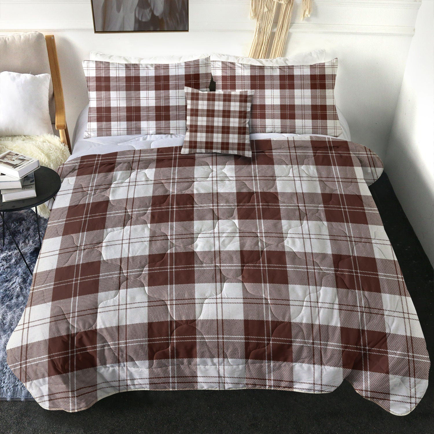 ScotsTee Shop Scottish Erskine Burgundy Clan Crest Tartan Plaid Comforter Set