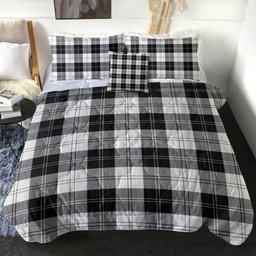 ScotsTee Shop Scottish Erskine Black & White Clan Crest Tartan Plaid Comforter Set