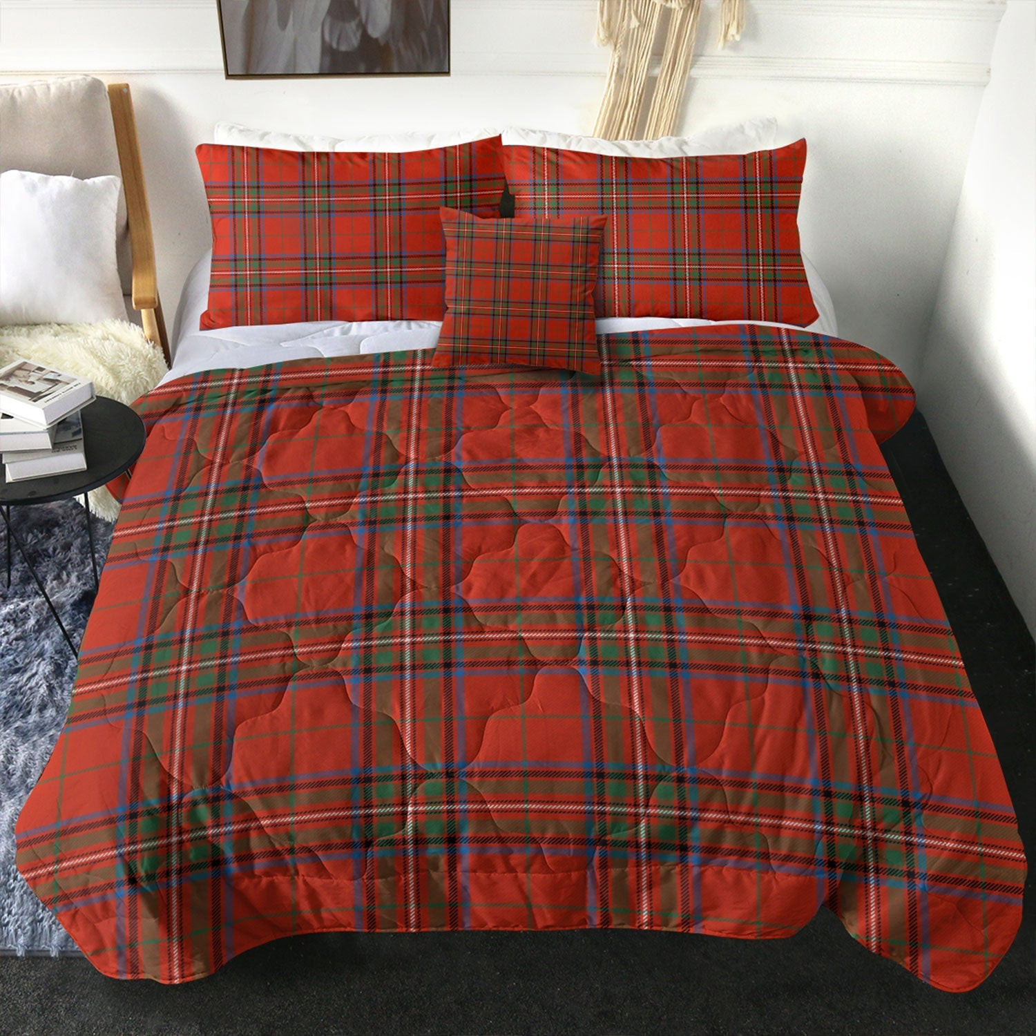 ScotsTee Shop Scottish Stewart of Rothesay Ancient Clan Crest Tartan Plaid Comforter Set