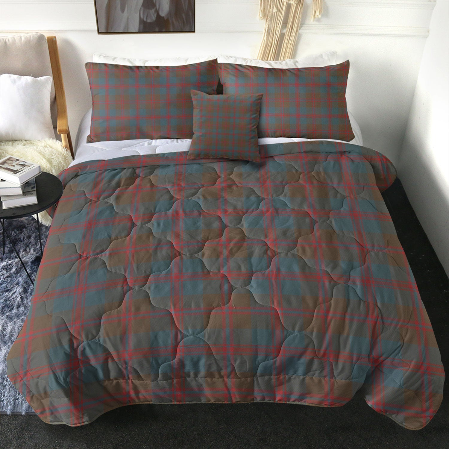 ScotsTee Shop Scottish Robertson of Struan Weathered Clan Crest Tartan Plaid Comforter Set