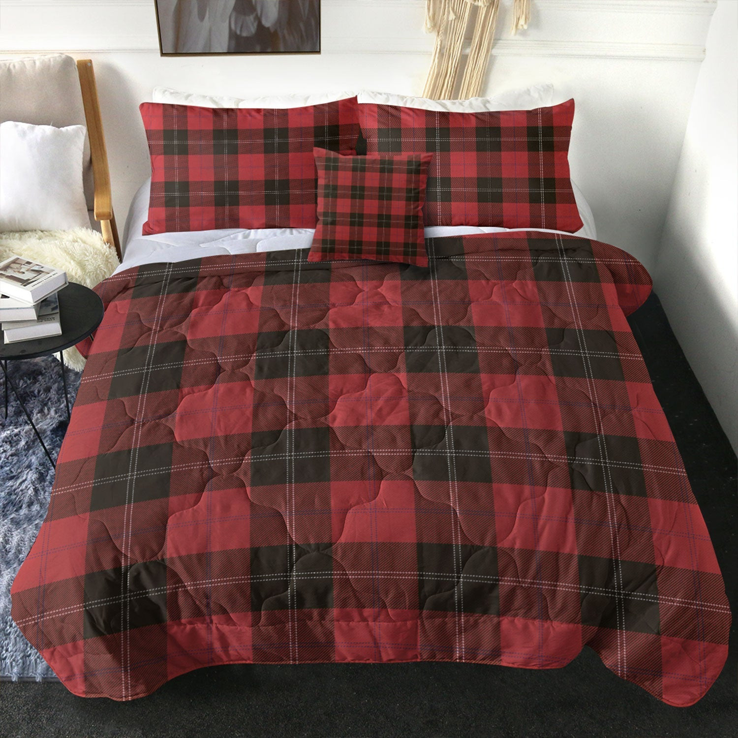 ScotsTee Shop Scottish Ramsay Red (Ramsay of Dalhousie) Weathered Clan Crest Tartan Plaid Comforter Set