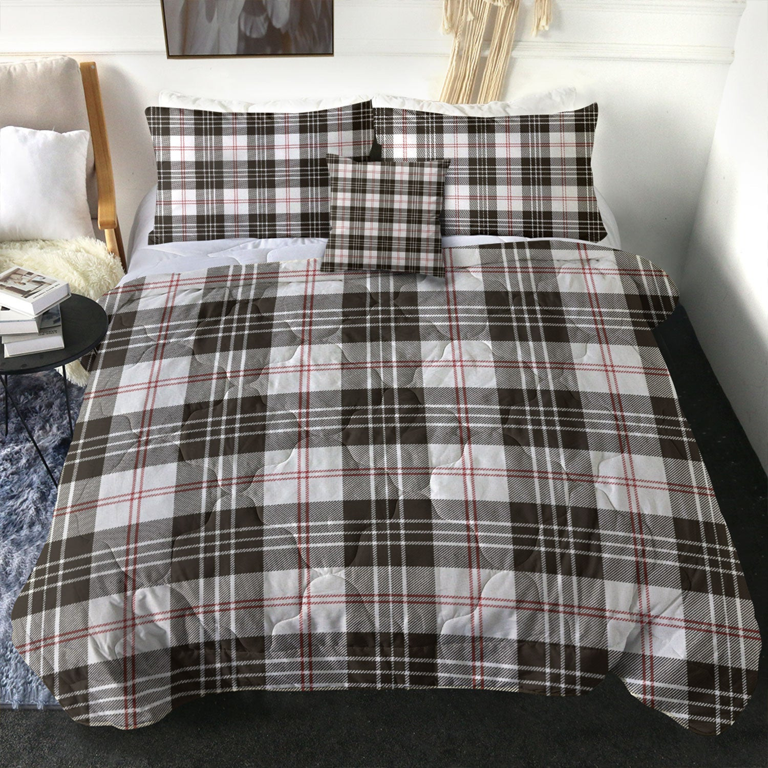 ScotsTee Shop Scottish MacPherson of Cluny Black & White Weathered Clan Crest Tartan Plaid Comforter Set