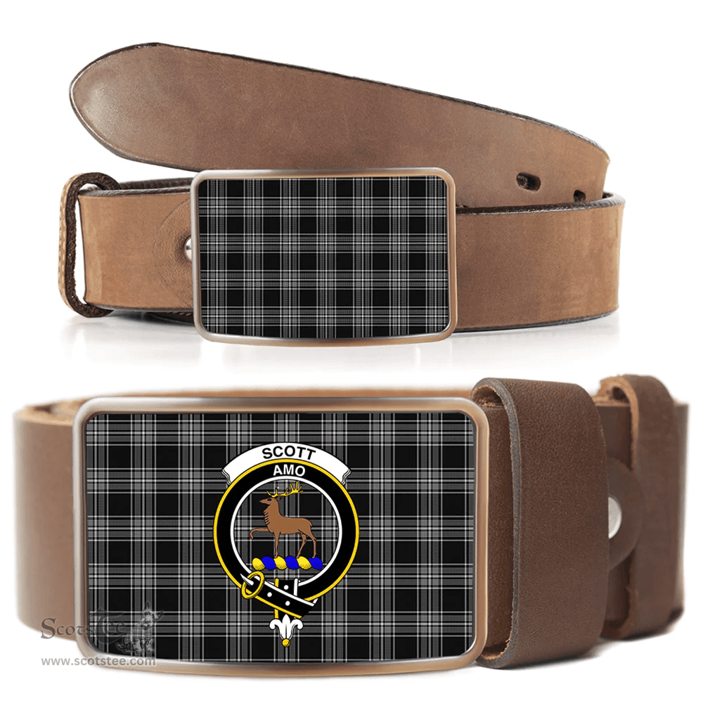 Scottish Scott Black and White Clan Tartan Belt Buckles - Classic Scottish Plaid Tartan Plaid