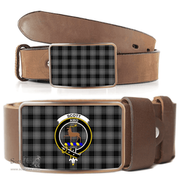 Scottish Scott Black and White Clan Tartan Belt Buckles - Classic Scottish Plaid Tartan Plaid