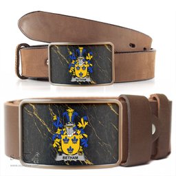 ScotsTee Shop Irish Betham Coat of Arms Irish Family Crest Irish Belt Bucker
