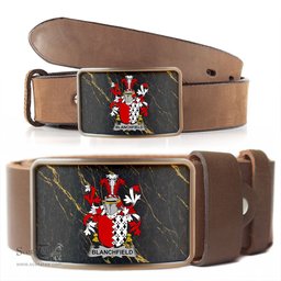 ScotsTee Shop Irish Blanchfield Coat of Arms Irish Family Crest Irish Belt Bucker