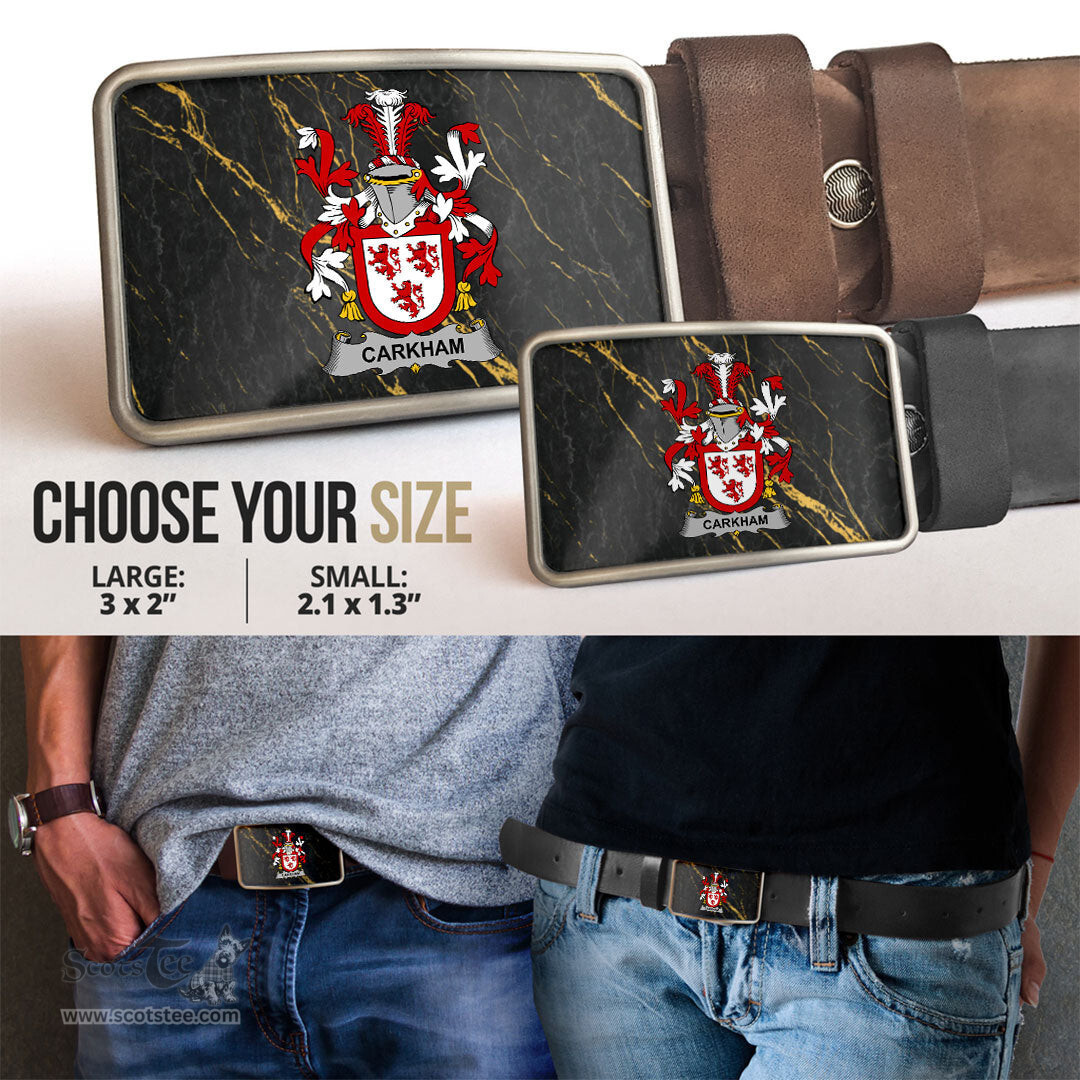 ScotsTee Shop Irish Carkham Coat of Arms Irish Family Crest Irish Belt Bucker