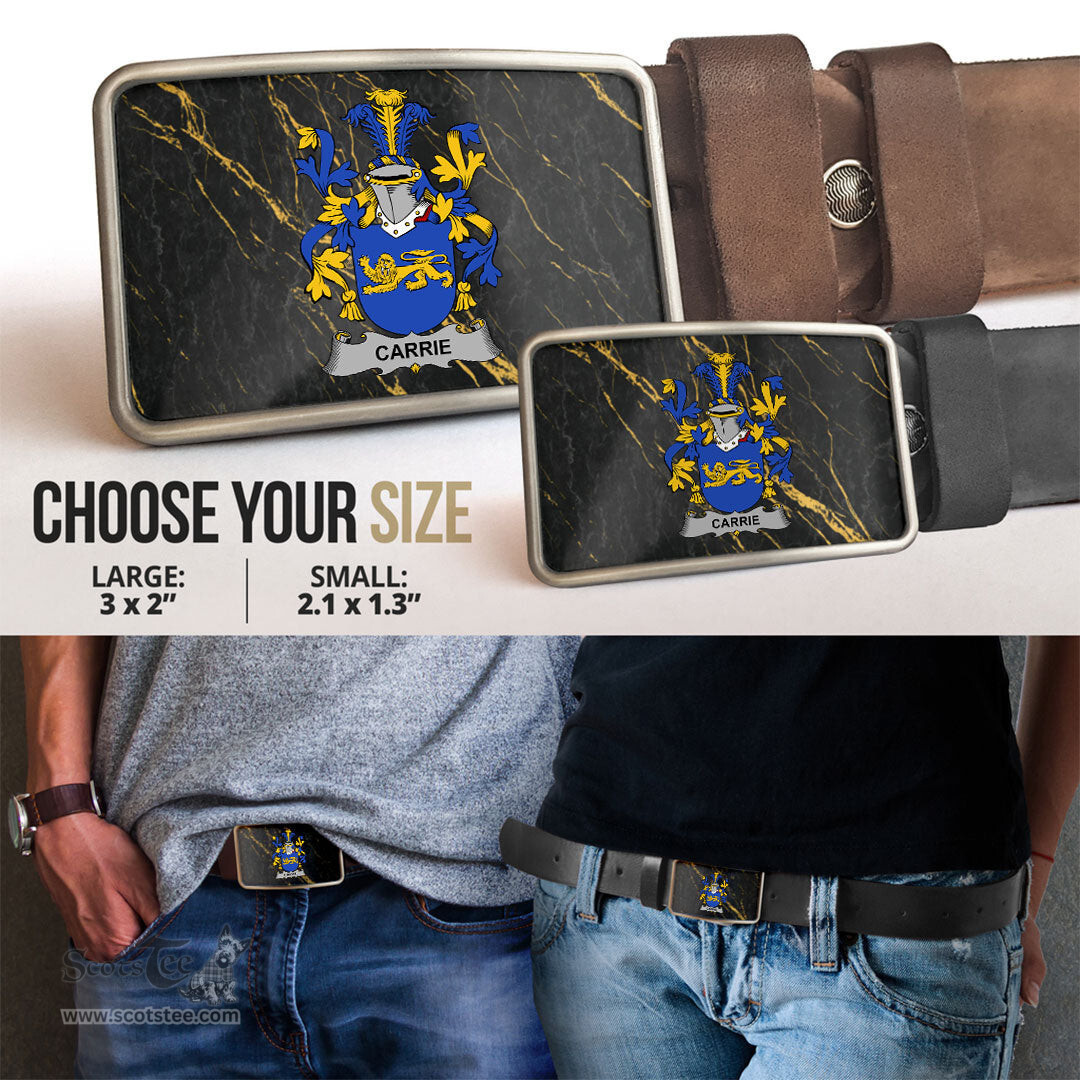 ScotsTee Shop Irish Carrie or O Carrie Coat of Arms Irish Family Crest Irish Belt Bucker