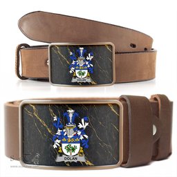 ScotsTee Shop Irish Dolan or O Dolan Coat of Arms Irish Family Crest Irish Belt Bucker