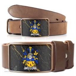 ScotsTee Shop Irish Fisher Coat of Arms Irish Family Crest Irish Belt Bucker