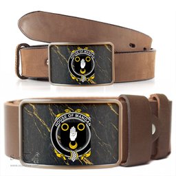 ScotsTee Shop Irish House of MANGAN Coat of Arms Irish Family Crest Irish Belt Bucker