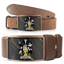 ScotsTee Shop Irish Grattan or McGrattan Coat of Arms Irish Family Crest Irish Belt Bucker