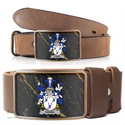 ScotsTee Shop Irish Hanna or O Hanna Coat of Arms Irish Family Crest Irish Belt Bucker