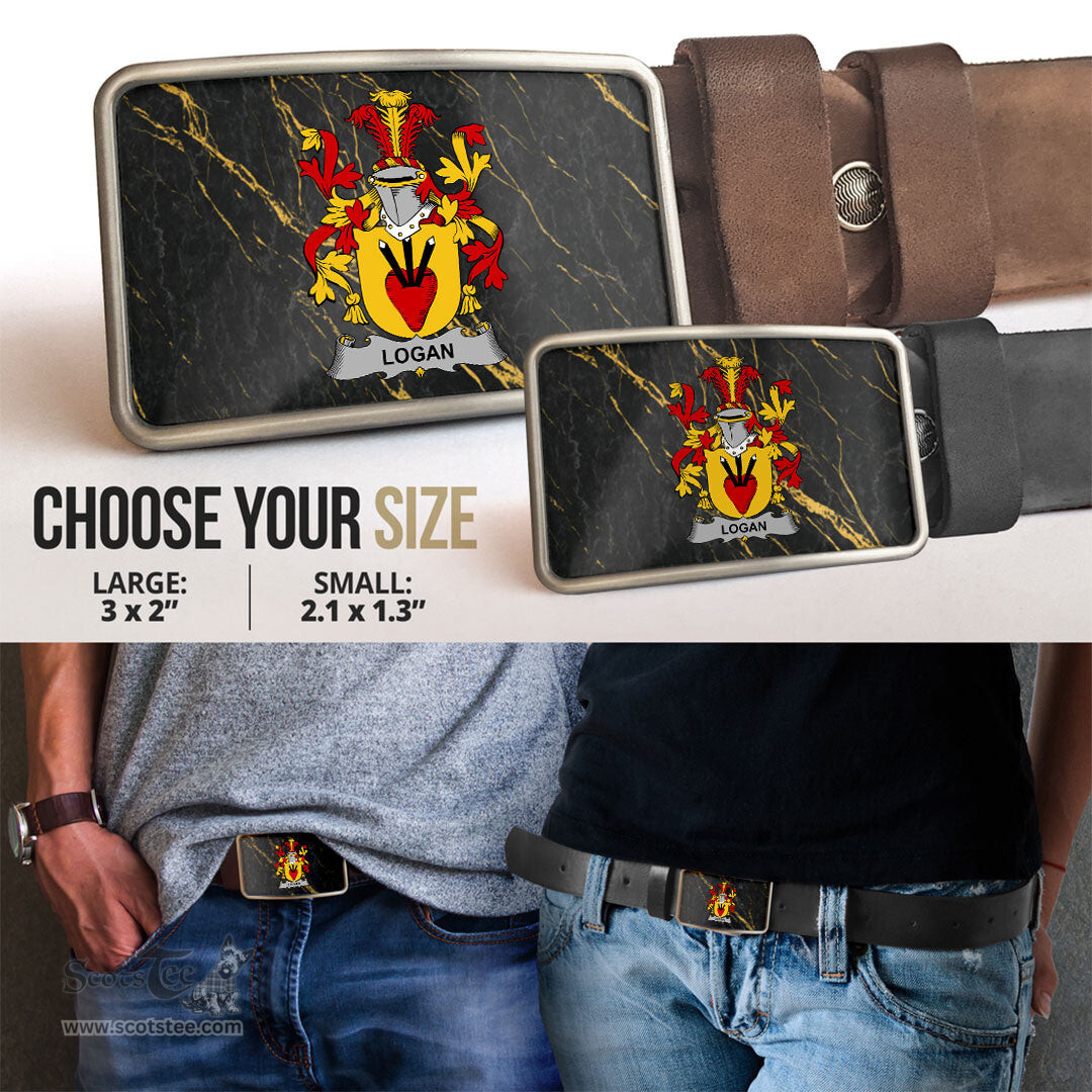 ScotsTee Shop Irish Logan Coat of Arms Irish Family Crest Irish Belt Bucker