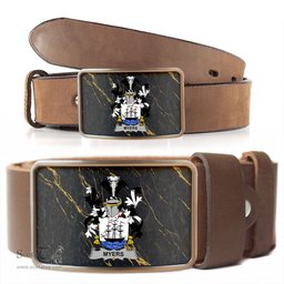 ScotsTee Shop Irish Myers Coat of Arms Irish Family Crest Irish Belt Bucker