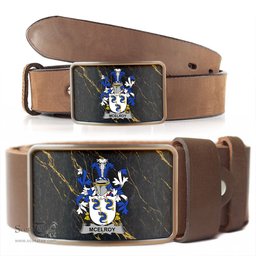 ScotsTee Shop Irish McElroy or Gilroy Coat of Arms Irish Family Crest Irish Belt Bucker