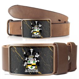 ScotsTee Shop Irish McCready or McCreadie Coat of Arms Irish Family Crest Irish Belt Bucker