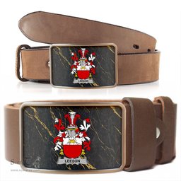 ScotsTee Shop Irish Leeson Coat of Arms Irish Family Crest Irish Belt Bucker