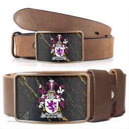 ScotsTee Shop Irish McMore or More Coat of Arms Irish Family Crest Irish Belt Bucker