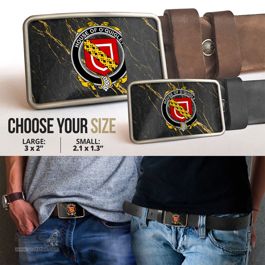ScotsTee Shop Irish House of O QUIGLEY Coat of Arms Irish Family Crest Irish Belt Bucker