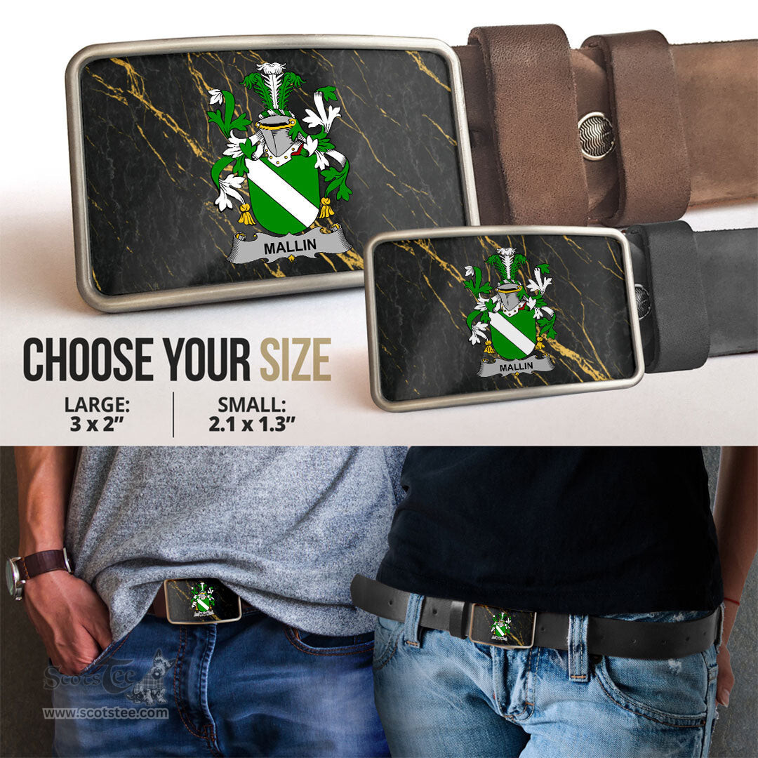 ScotsTee Shop Irish Mallin or O Mallan Coat of Arms Irish Family Crest Irish Belt Bucker