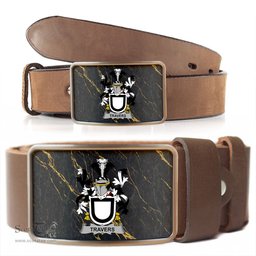 ScotsTee Shop Irish Travers Coat of Arms Irish Family Crest Irish Belt Bucker