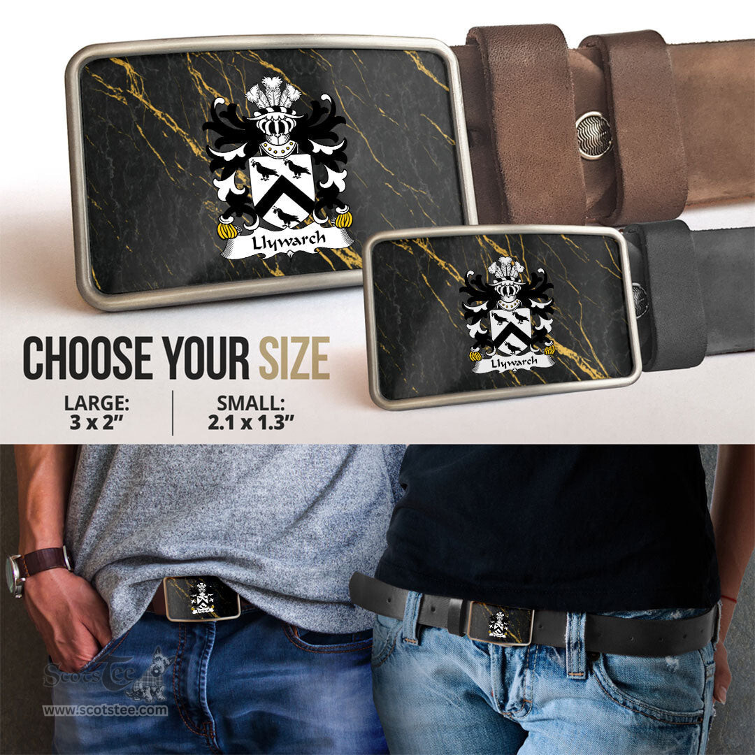 ScotsTee Shop Welsh Llywarch AP BRAN of Menai Anglesey Coat of Arms Welsh Family Crest Welsh Belt Bucker