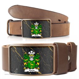 ScotsTee Shop Welsh Young of Tredrysi Pembrokeshire Coat of Arms Welsh Family Crest Welsh Belt Bucker