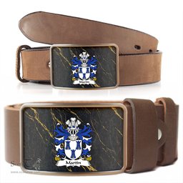 ScotsTee Shop Welsh Martin of Pembrokeshire lord of Treglemes Coat of Arms Welsh Family Crest Welsh Belt Bucker