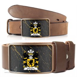 ScotsTee Shop Welsh Morgan AP LLYWELYN of Tredegar Monmouthsire Coat of Arms Welsh Family Crest Welsh Belt Bucker