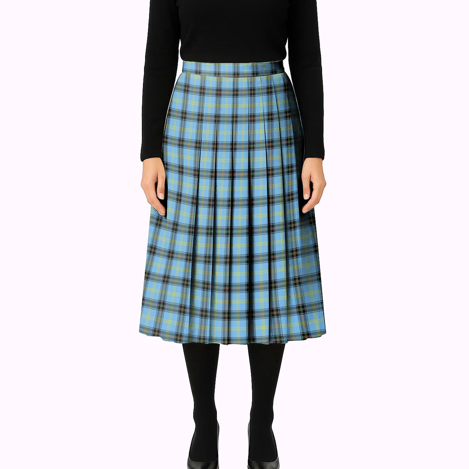 ScotsTee Shop Scottish Bell of the Borders Modern Tartan Pleated Midi Skirt