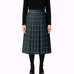 ScotsTee Shop Scottish Black Watch Coarse Kilt Modern Tartan Pleated Midi Skirt