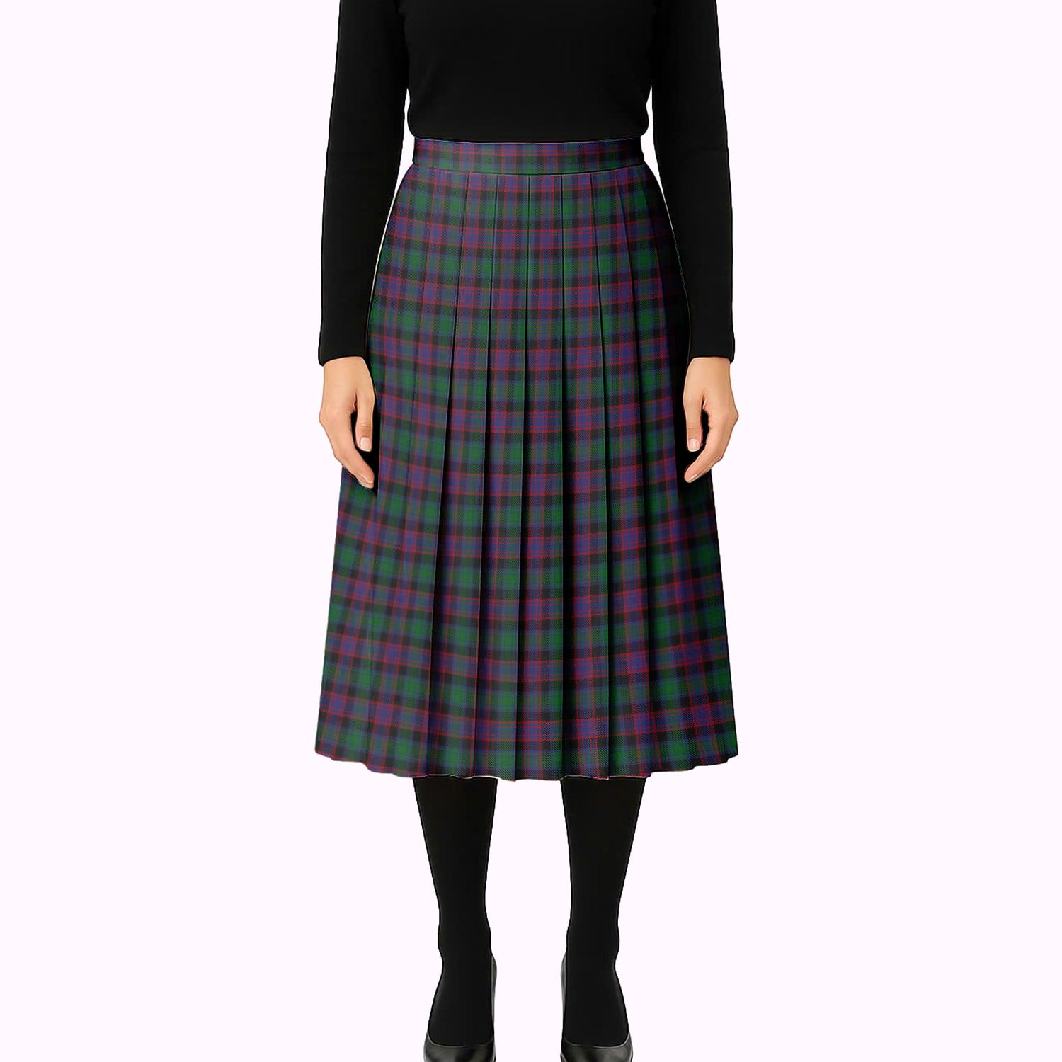 ScotsTee Shop Scottish Alexander Hunting Personal Tartan Pleated Midi Skirt