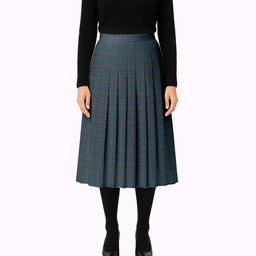 ScotsTee Shop Scottish Buchanan Hunting Modern Tartan Pleated Midi Skirt
