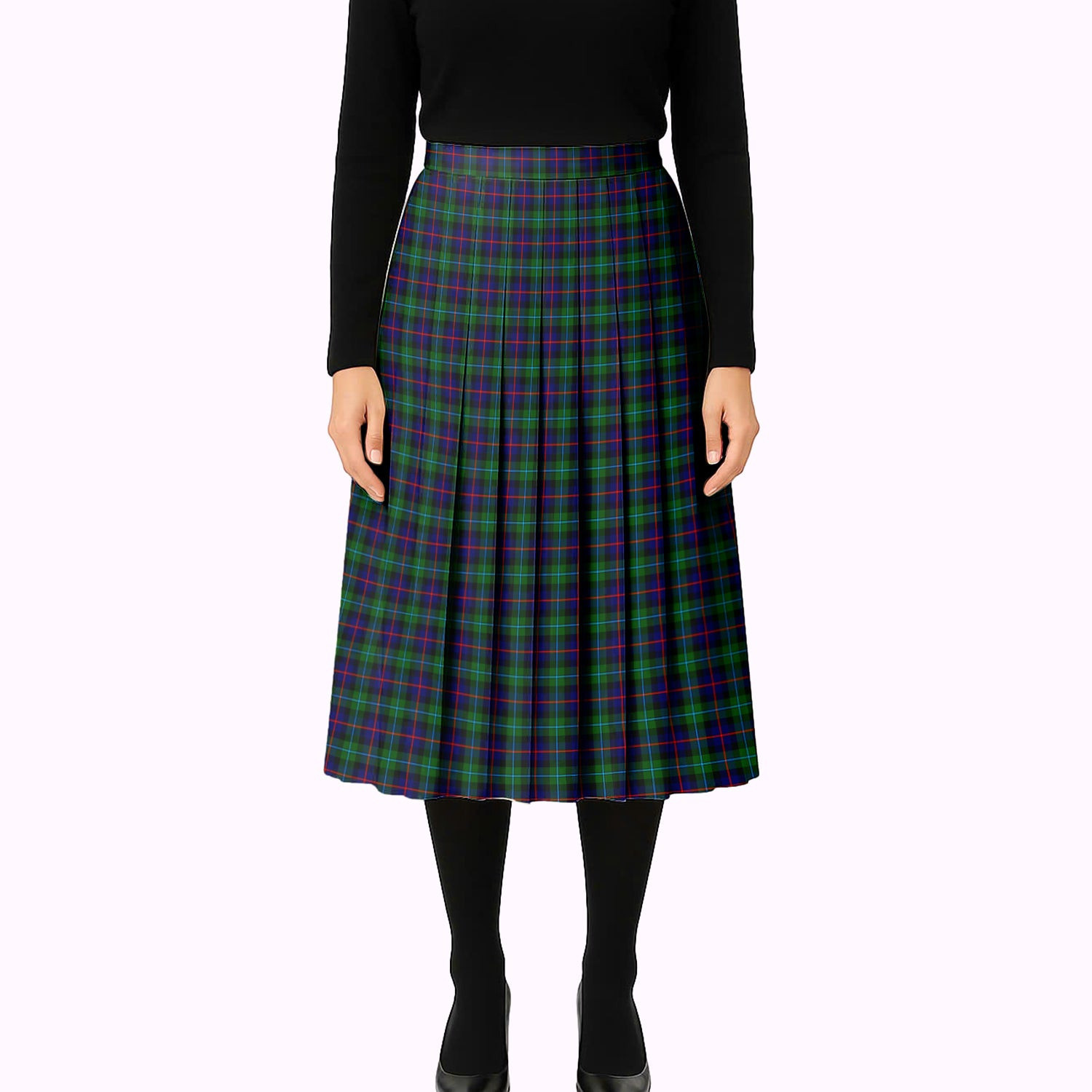 ScotsTee Shop Scottish Campbel of Cawdor Modern Tartan Pleated Midi Skirt