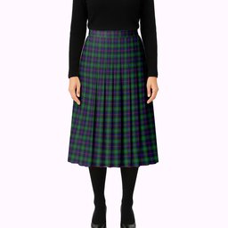 ScotsTee Shop Scottish Campbel of Cawdor Modern Tartan Pleated Midi Skirt