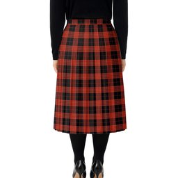 ScotsTee Shop Scottish Cameron Black and Red Ancient Tartan Pleated Midi Skirt