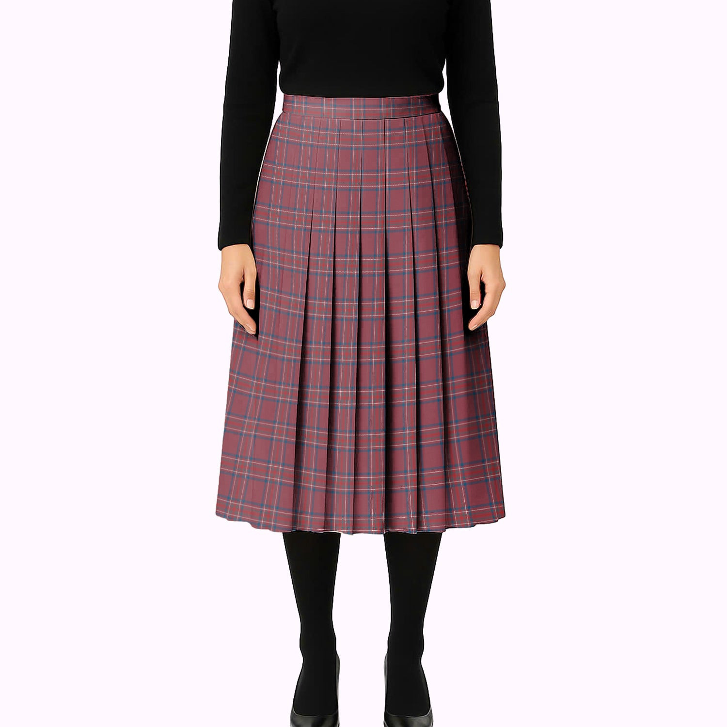ScotsTee Shop Scottish Burnett Hunting Modern Tartan Pleated Midi Skirt