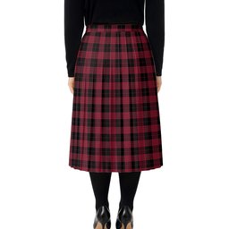 ScotsTee Shop Scottish Cameron Black and Red Modern Tartan Pleated Midi Skirt