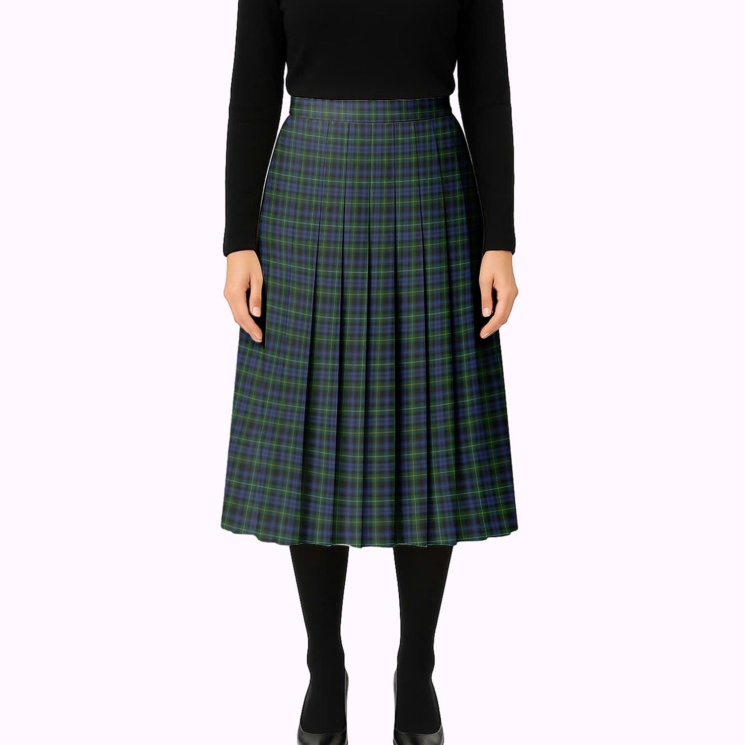 ScotsTee Shop Scottish Campbell of Argyll 01 Tartan Pleated Midi Skirt