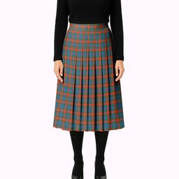 ScotsTee Shop Scottish Fraser of Lovat Ancient Tartan Pleated Midi Skirt