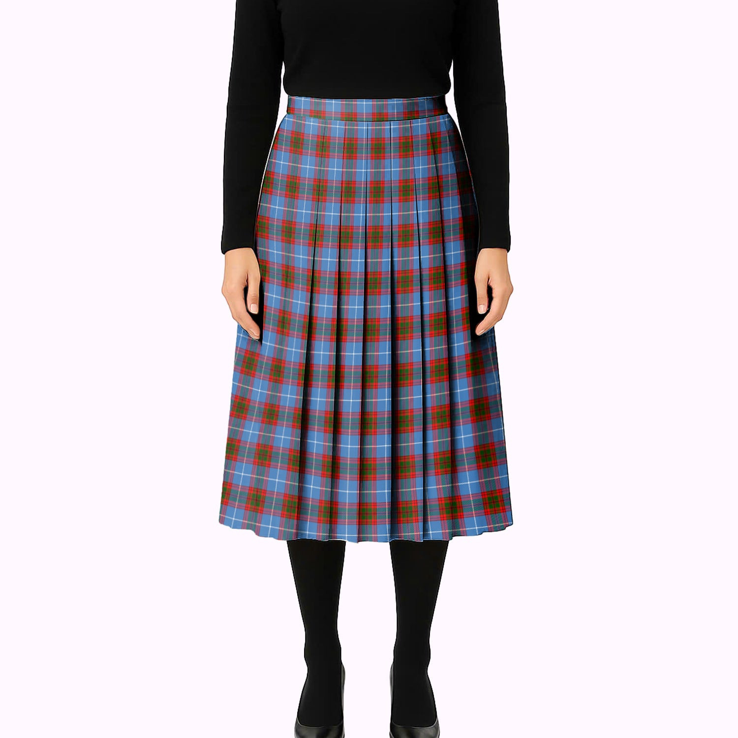 ScotsTee Shop Scottish Edinburgh Tartan Pleated Midi Skirt