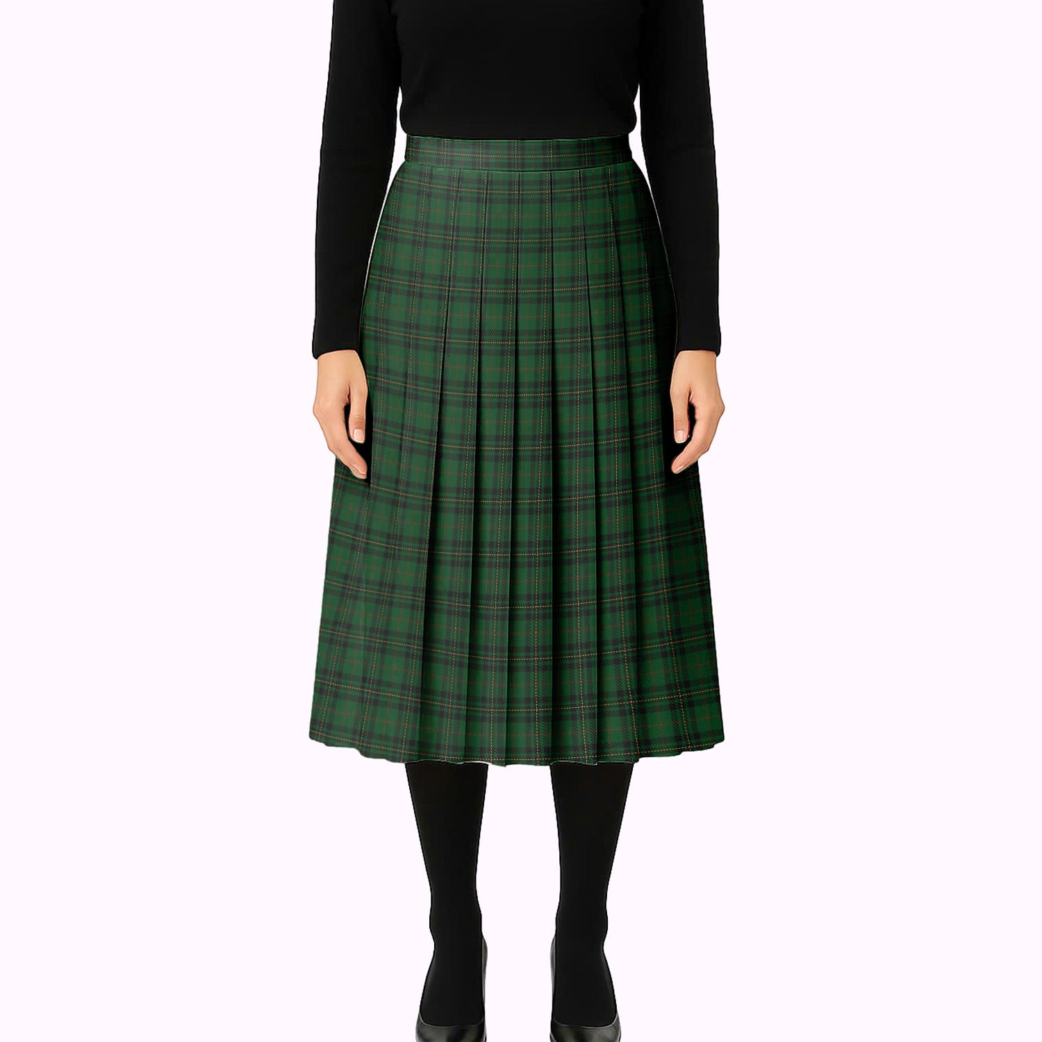 ScotsTee Shop Scottish Forbes 1842 Tartan Pleated Midi Skirt