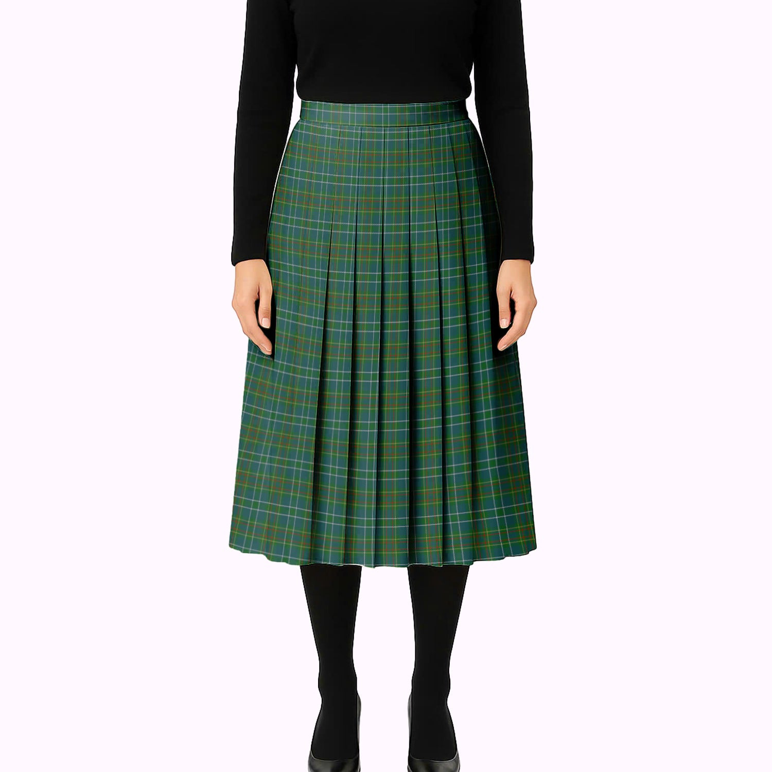 ScotsTee Shop Scottish Harkness Hunting Tartan Pleated Midi Skirt