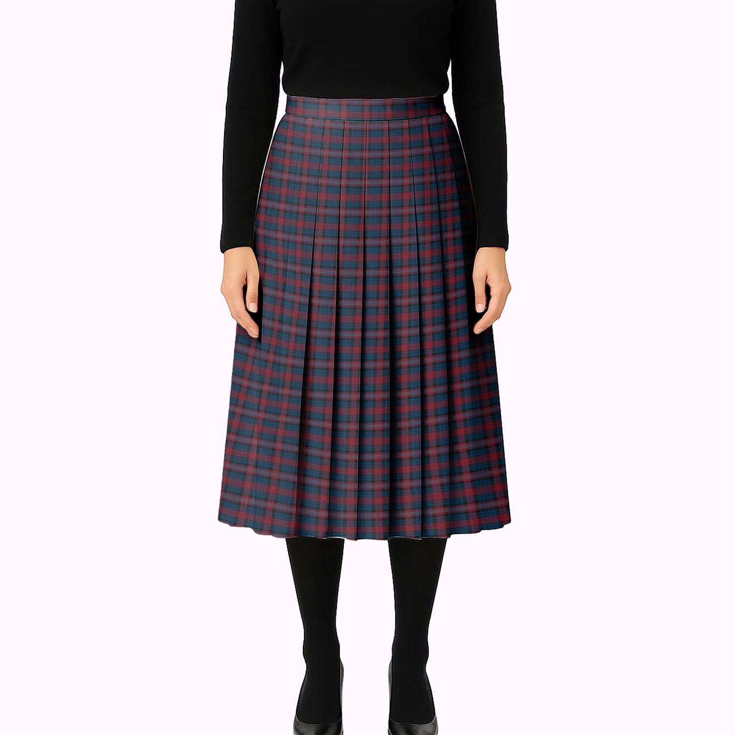 ScotsTee Shop Scottish Evans of Wales Tartan Pleated Midi Skirt